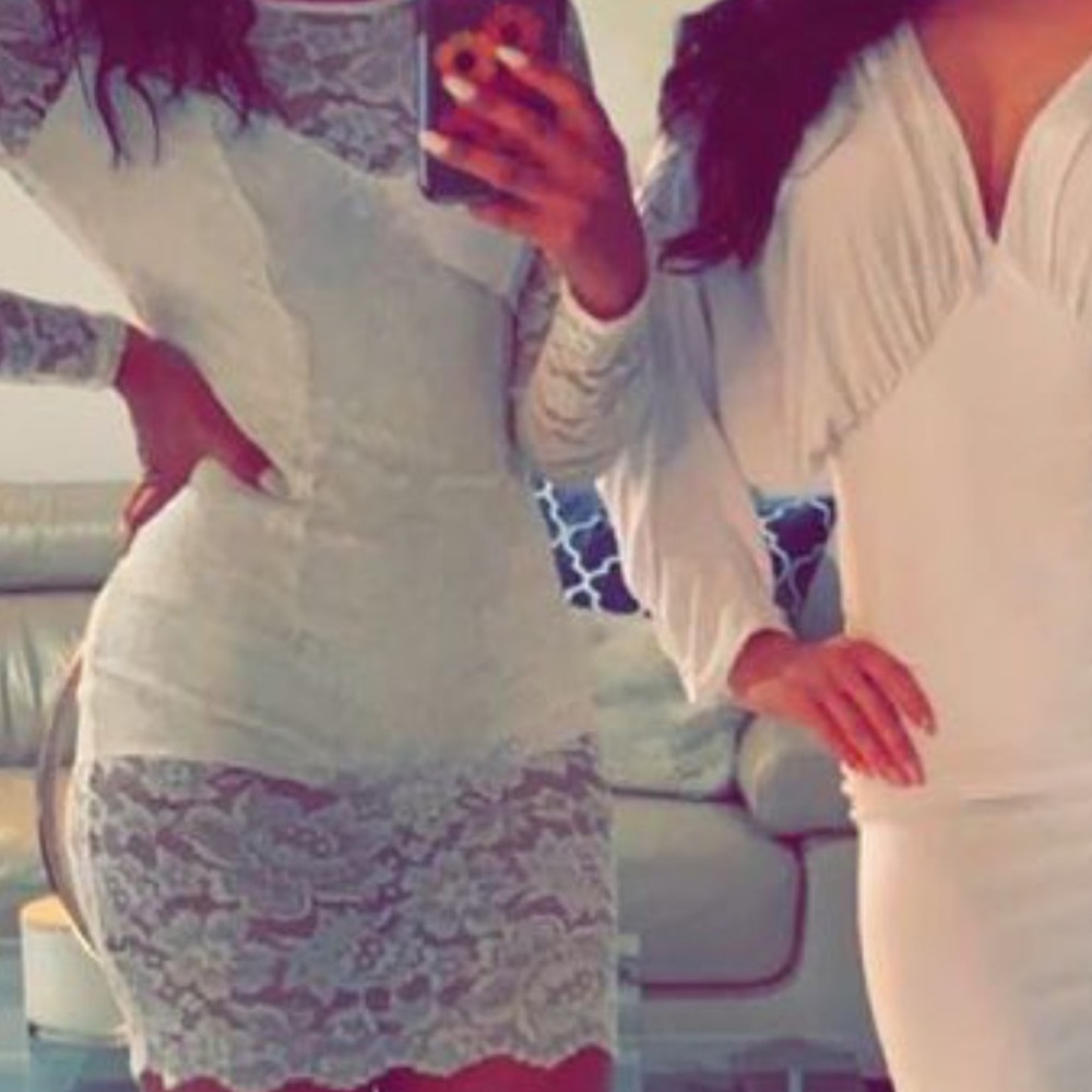 Bebe white lace mini dress